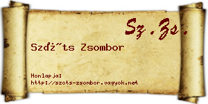 Szőts Zsombor névjegykártya